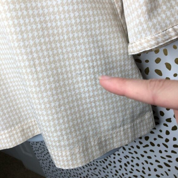 Banana Republic BR Women's Beige Patterned Top Size Large Houndstooth - Picture 7 of 11